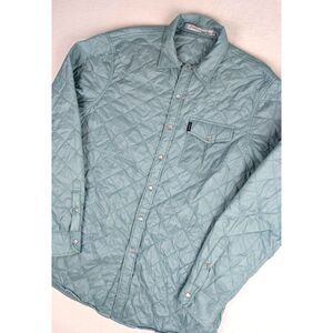 Criquet Pearl Snap Quilted Puffer Shacket Mens Large Light Blue Insulated Micro